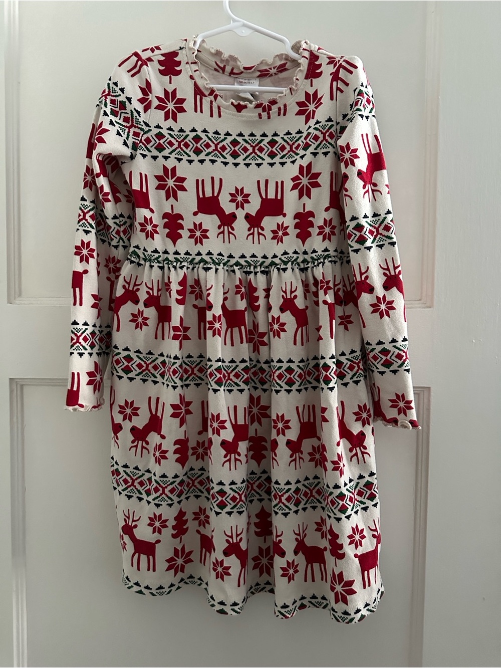 Hanna Andersson Girls Christmas Reindeer Dear Dress Long Sleeve Holiday Pattern